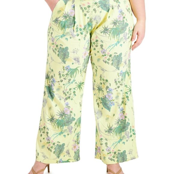INC Plus Size Printed Wide-Leg Pants, Created for Macy's - Raina Garden NWT - Picture 1 of 7